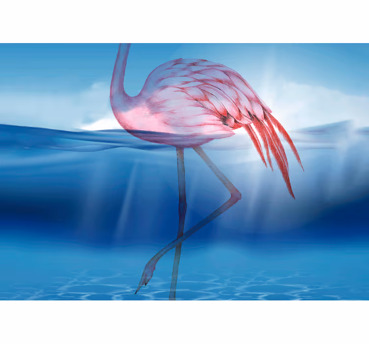 Undervandsdesign af flamingo fototapet - TenStickers