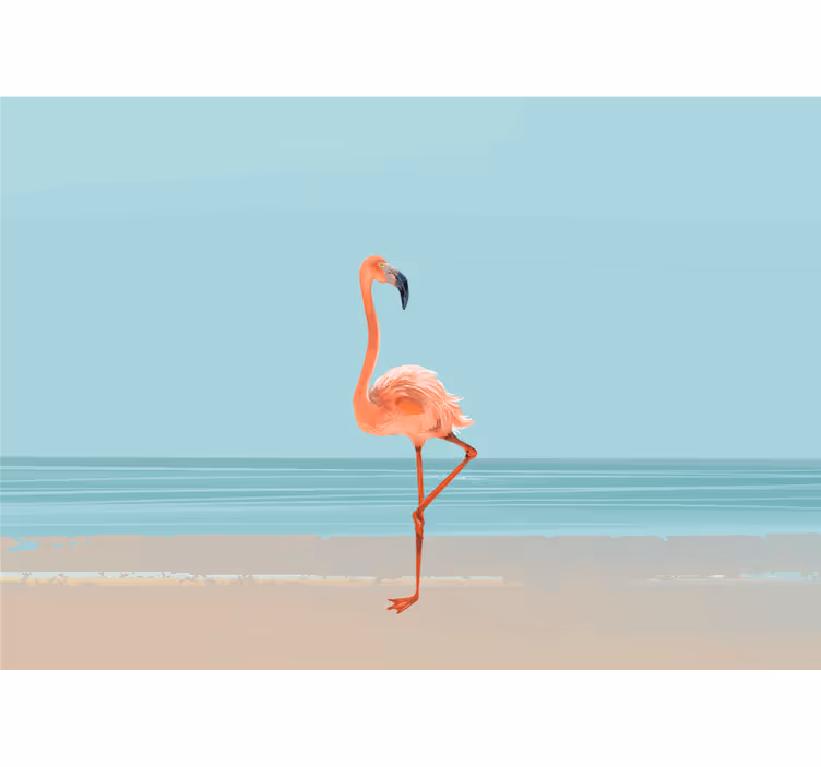 Flamingo billede på sand stue fototapet - TenStickers