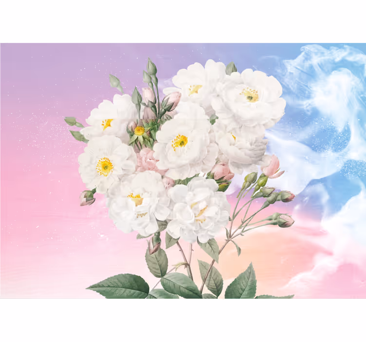 Fototapet blomster hvidt blomsterarrangement - TenStickers