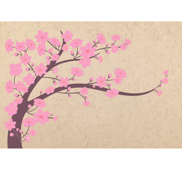 Fototapet blomster blomstrende kirsebærtræ - TenStickers