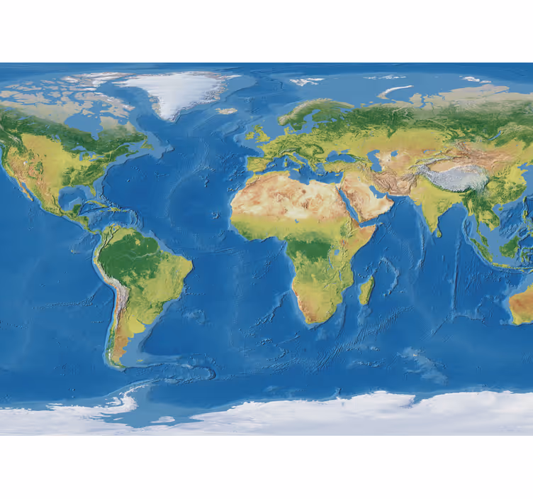 Geografisk realistisk verdenskort 3d fototapet - TenStickers