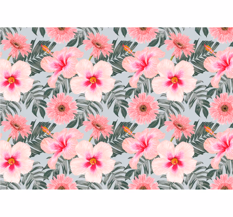 Fototapet blomster pink blomstermønster - TenStickers