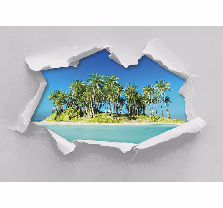 Smuk ø brudt mur 3d fototapet - TenStickers