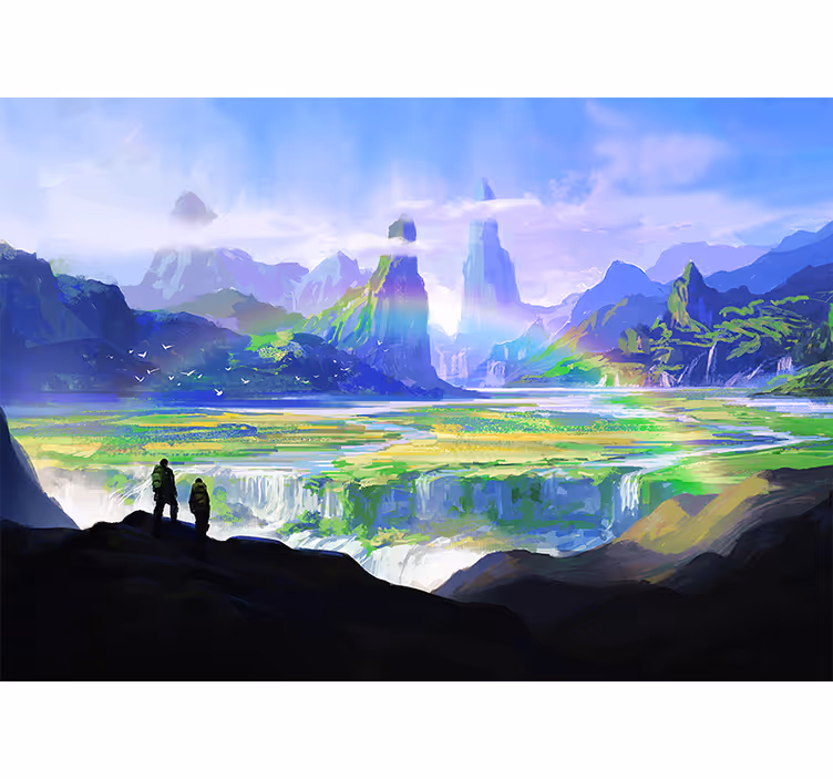 Landskab fototapet bjergagtig naturscene - TenStickers