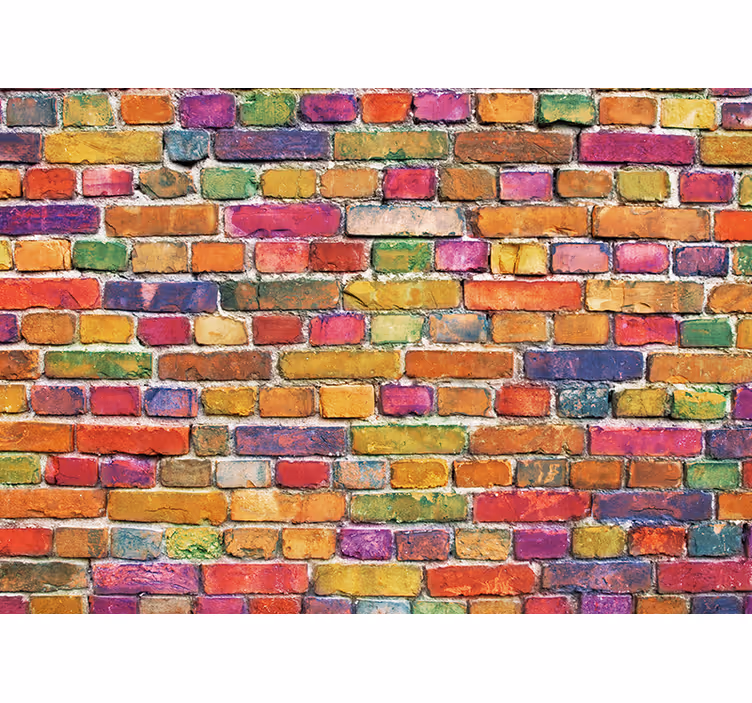 Graffiti fototapet farverigt murstenmønster - TenStickers