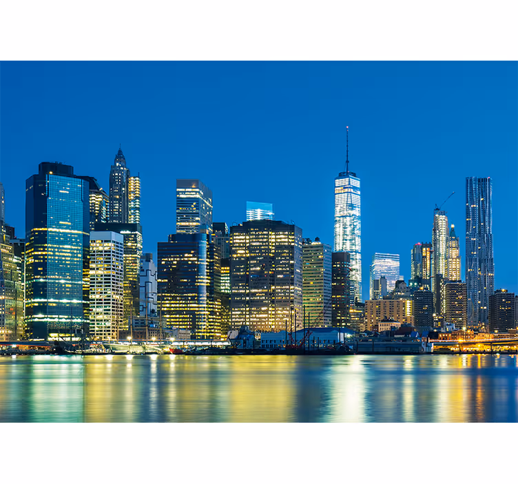 New york fototapet nyc skyline om natten - TenStickers