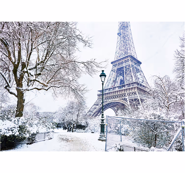 Paris fototapet eiffeltårnet i sne - TenStickers