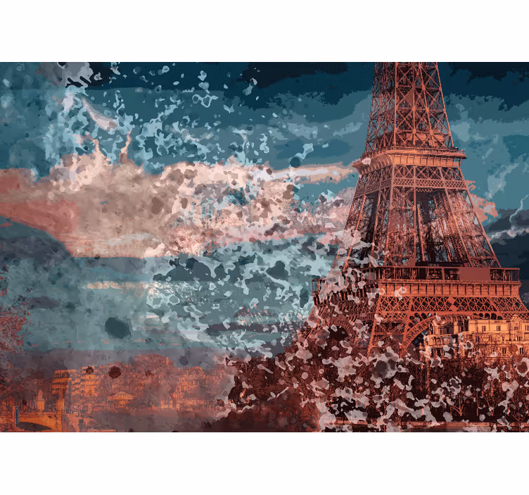 Paris fototapet eiffeltårnets skyline - TenStickers