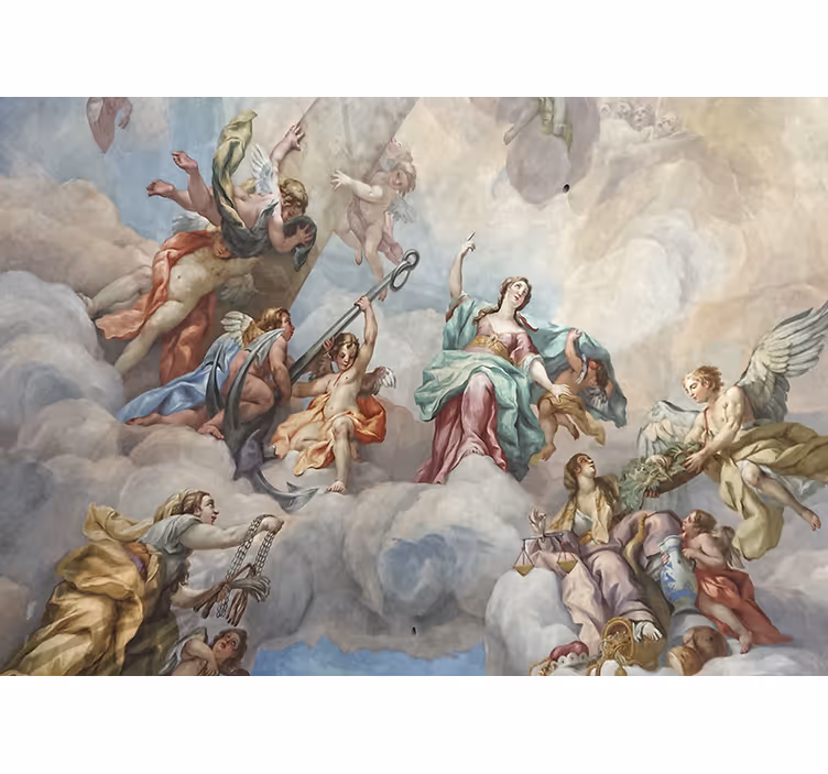 Engle in the sky klassisk kunst fototapet - TenStickers