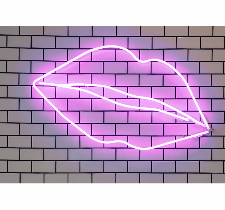 Kærlighed fototapet neon læbeform - TenStickers