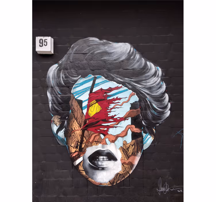 Graffiti fototapet fragmenteret menneskeprofil - TenStickers