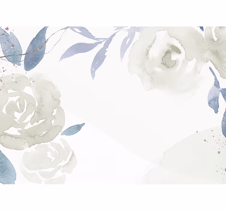 Kunstnerisk blomsterillustration fototapet - TenStickers