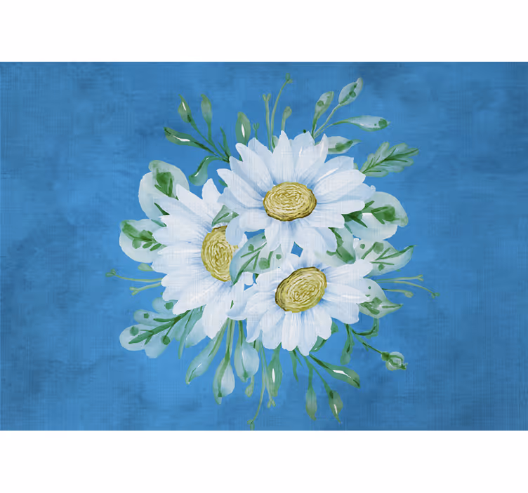 Solsikke fototapet med margueritkomposition - TenStickers