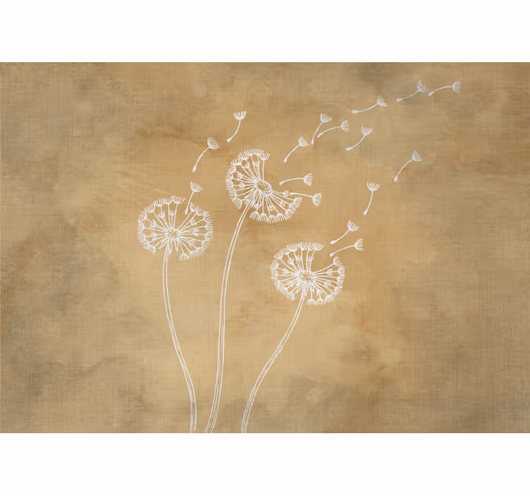 Fototapet blomster dandelions frø svævende - TenStickers