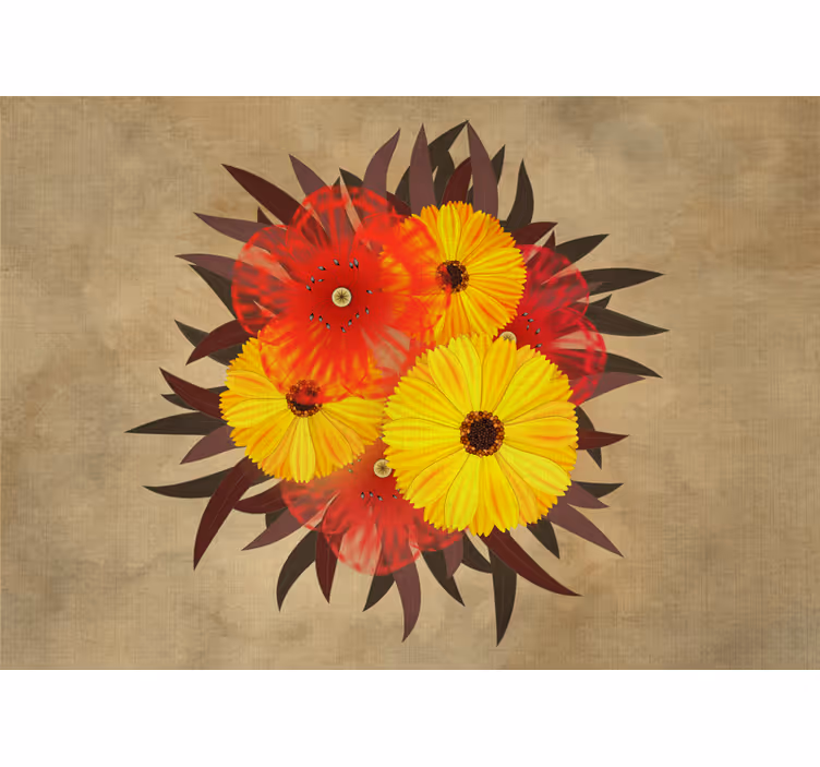 Fototapet blomster livligt blomsterarrangement - TenStickers