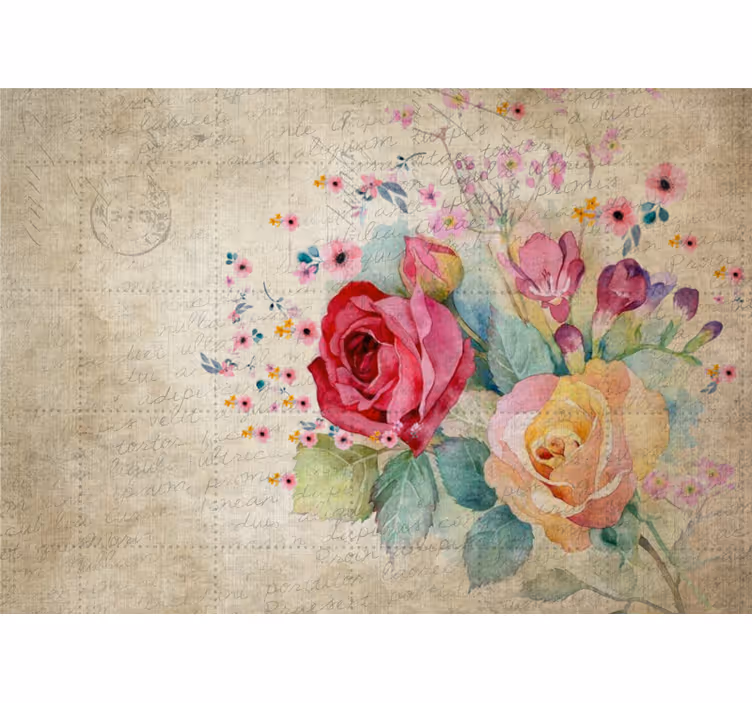 Fototapet blomster rosenblomstersammensætning - TenStickers
