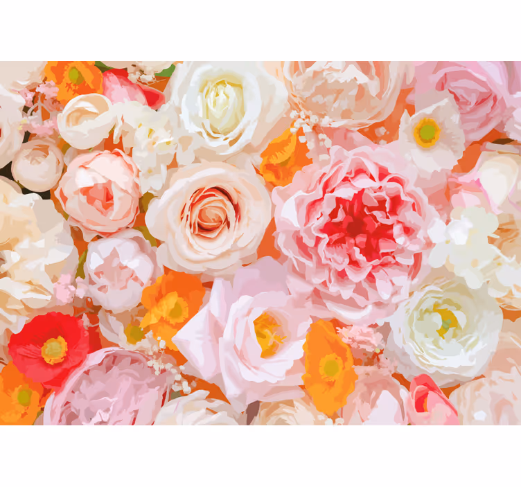 Roser i pastelfarver blomst fototapet - TenStickers