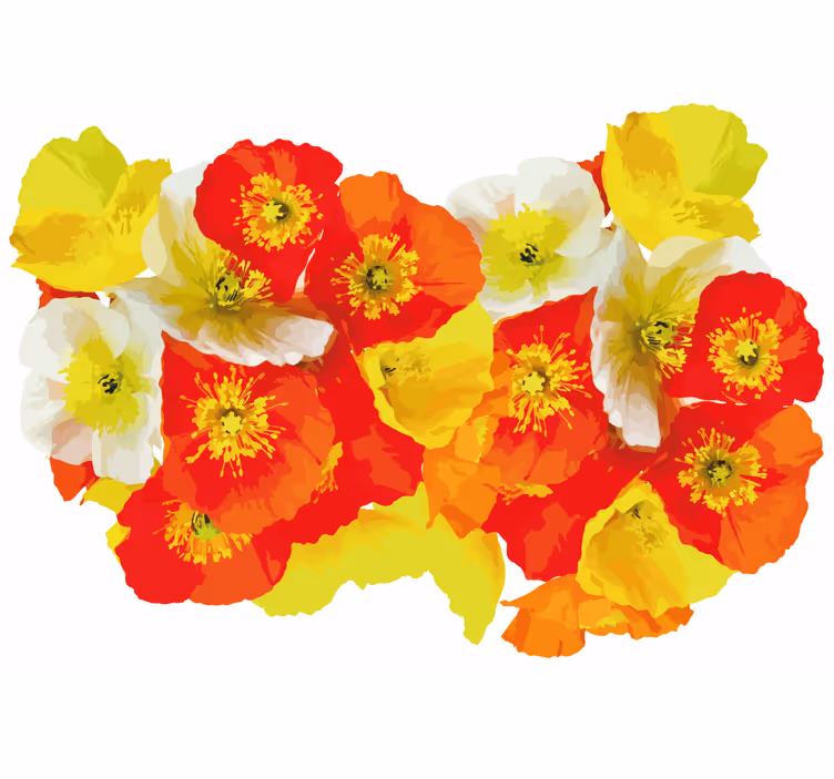 Gul og orange valmuer blomst fototapet - TenStickers