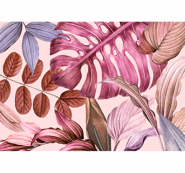 Fototapet blomster livlige tropiske blade - TenStickers