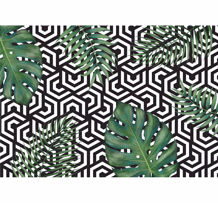 Fototapet marmor geometrisk bladmønster - TenStickers