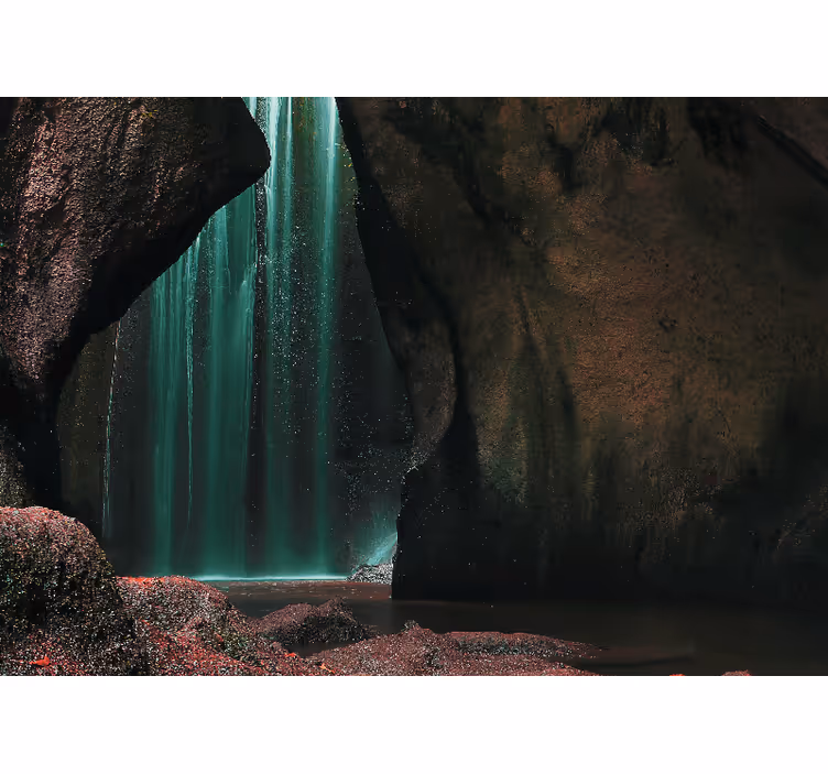 Natur fototapet tropisk vandfaldsscene - TenStickers