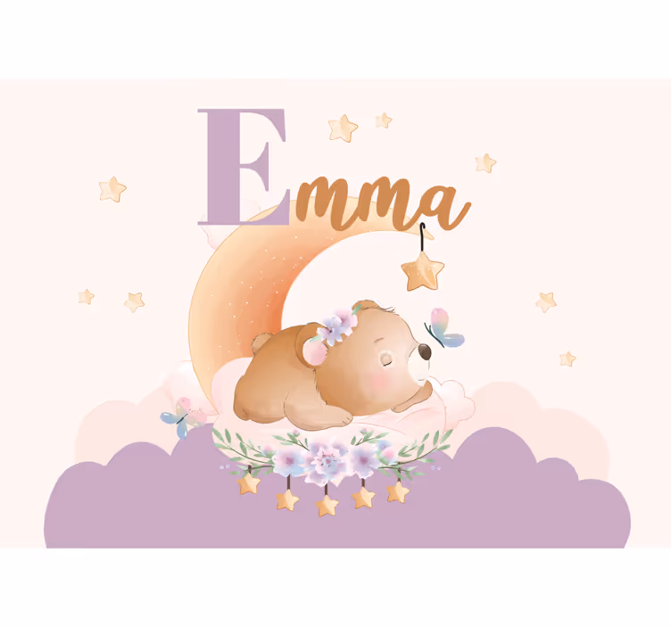 Fototapet til børneværelse sleepy bear nat - TenStickers