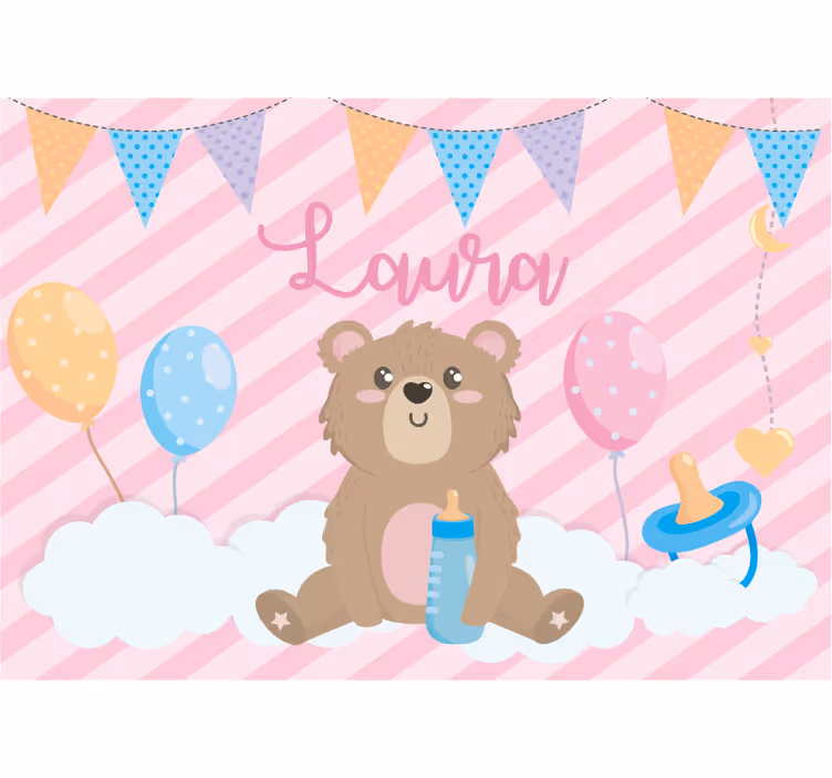 Fototapet til børneværelse sød bjørn illustration - TenStickers