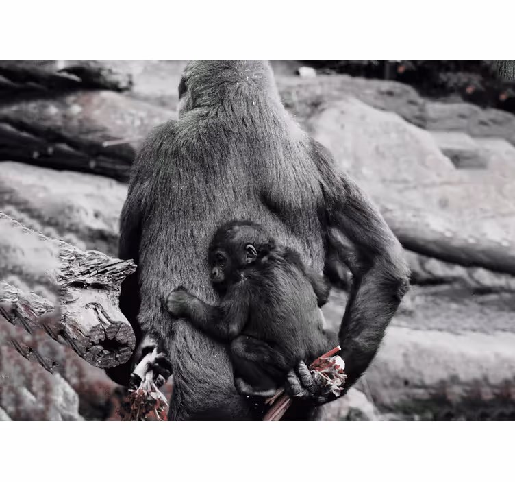 Mor og baby gorilla fototapet dyr - TenStickers