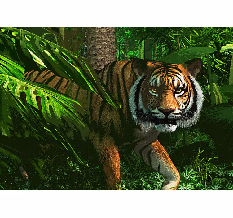 Fototapet dyr majestætisk tiger på jagt - TenStickers