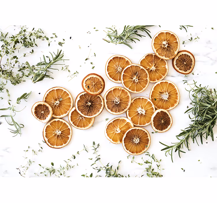 Tørret citrus elegance fototapet blomster - TenStickers