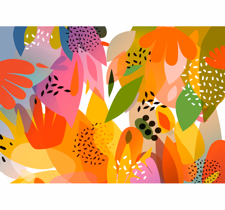 Fototapet blomster farverig blomstercollage - TenStickers