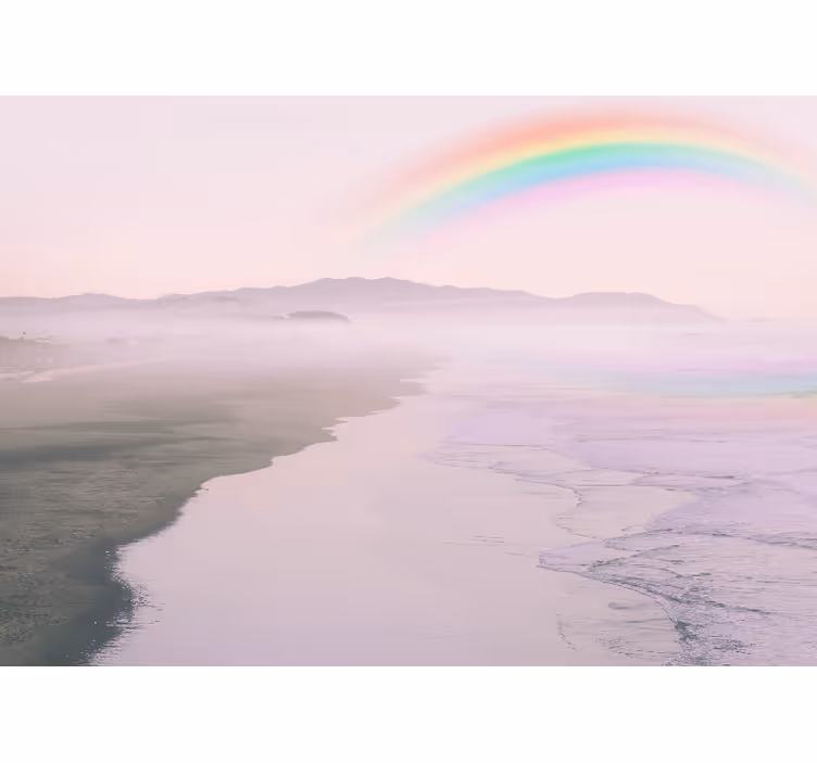 Natur fototapet rolig strand regnbue - TenStickers