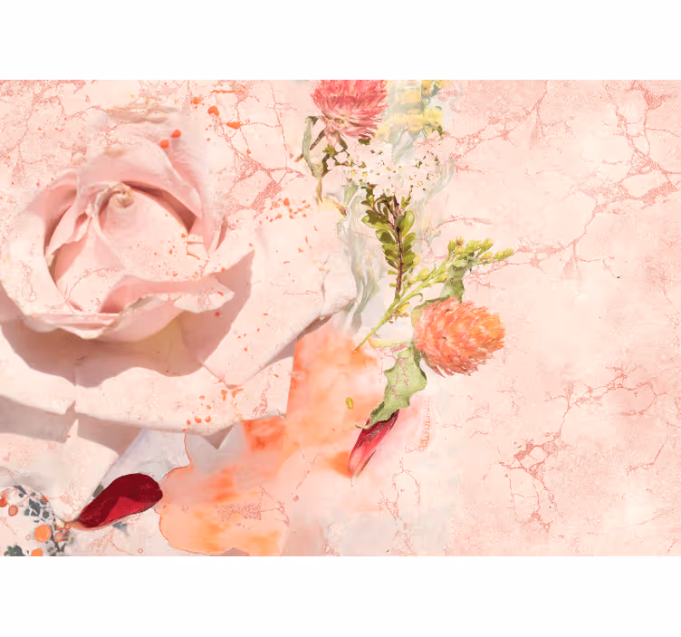 Fototapet blomster romantiske lyserøde roser - TenStickers