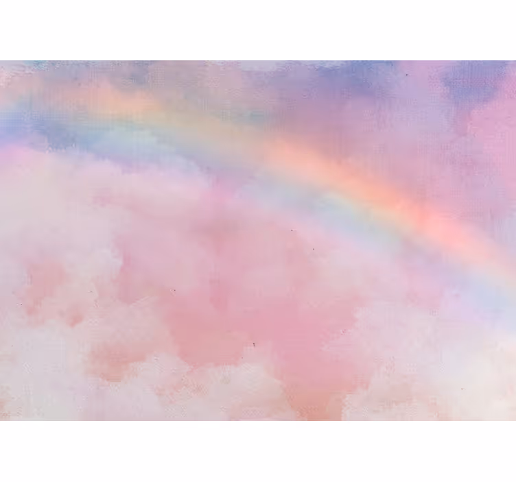 Regnbue i baby pink skyer børnehave fototapet - TenStickers