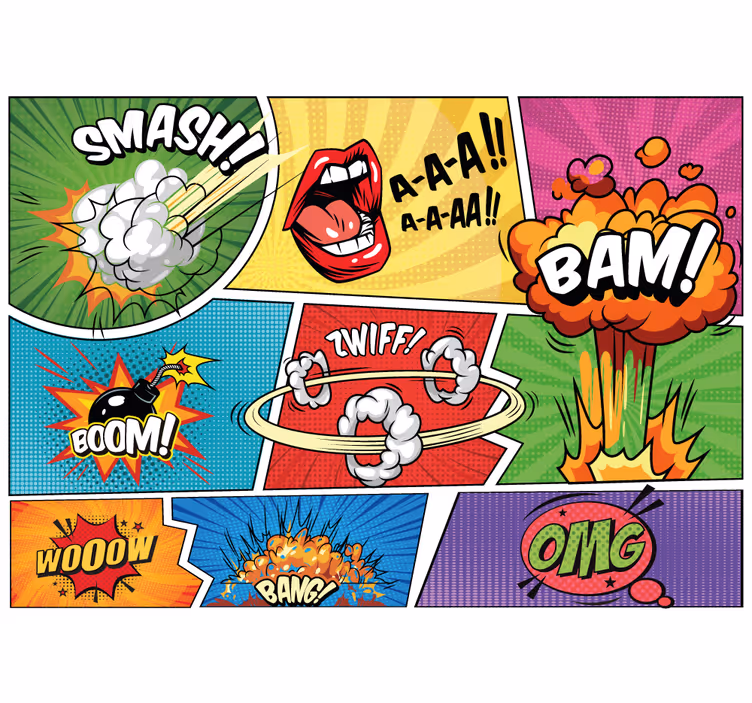 Retro superhelt tegneserie vintage fototapet - TenStickers