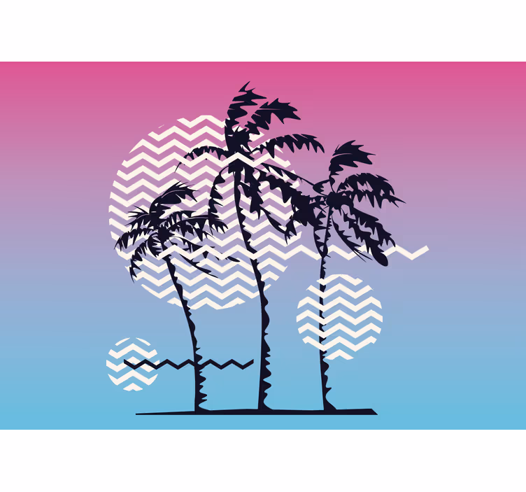 Natur fototapet palmetræer og bølger - TenStickers