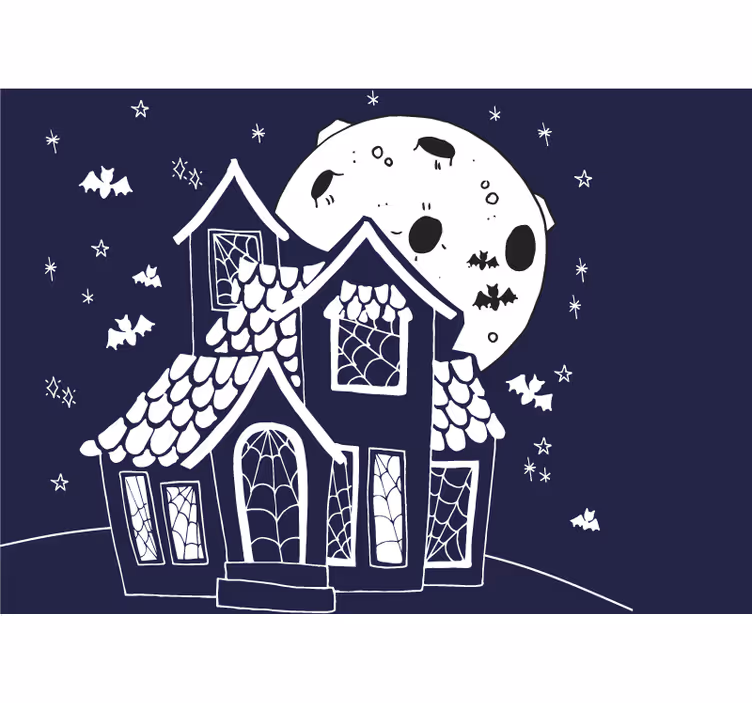 Halloween fototapet uhyggeligt spøgelseshus - TenStickers