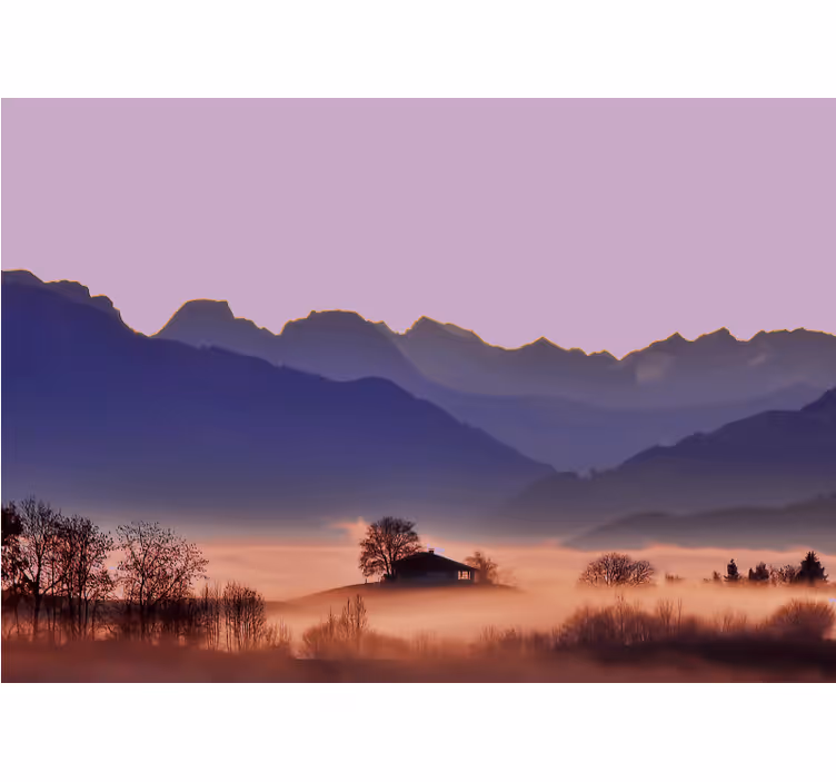 Landskab fototapet roligt bjerglandskab - TenStickers