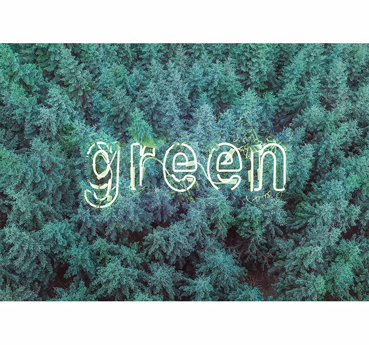 Natur fototapet grøn skov skrifttype - TenStickers