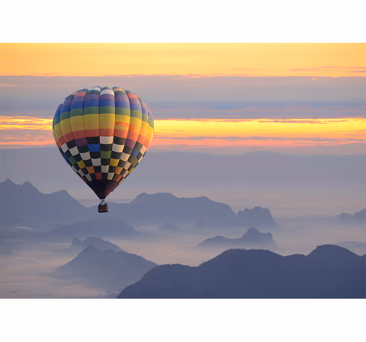 Fototapet køretøj luftballon eventyr - TenStickers