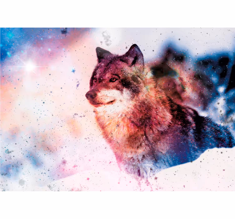 Fototapet dyr ensom kosmisk ulv - TenStickers