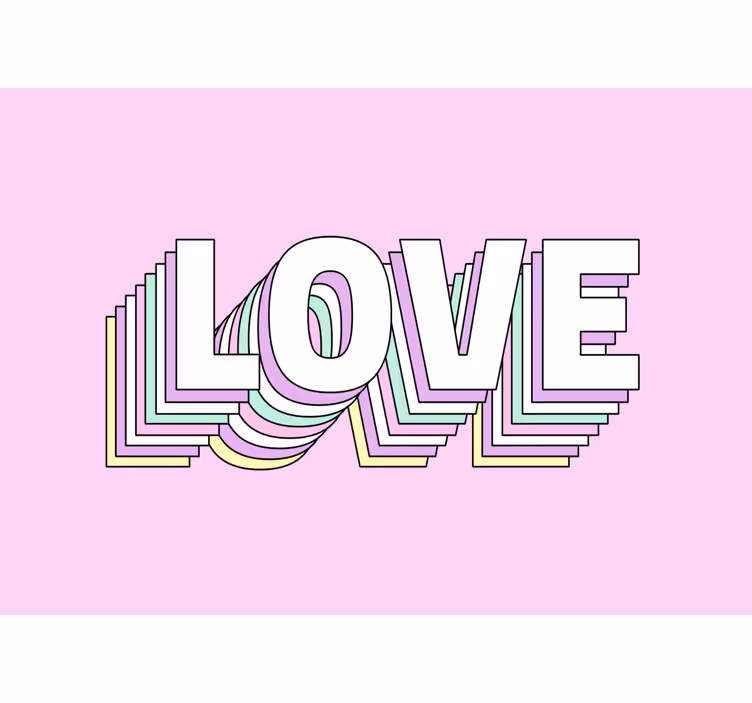 Kærlighed fototapet med stiliseret typografi - TenStickers