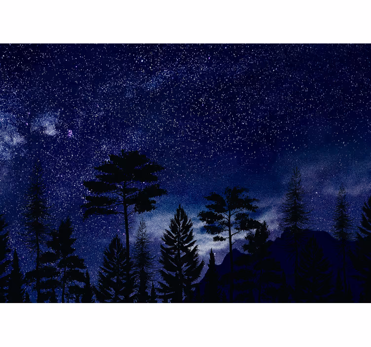 Fototapet himmel stjerneklar skov silhuetter - TenStickers