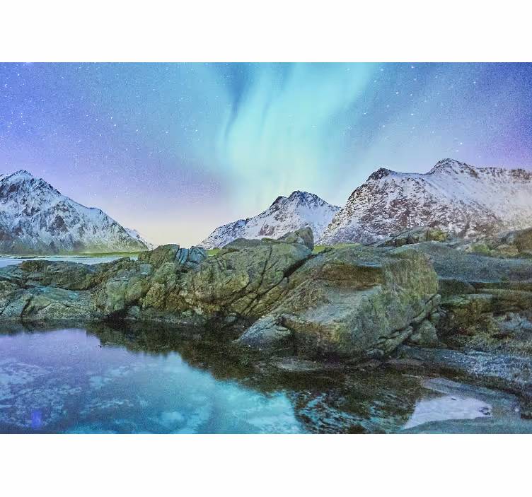 Landskab fototapet nordlys refleksion - TenStickers