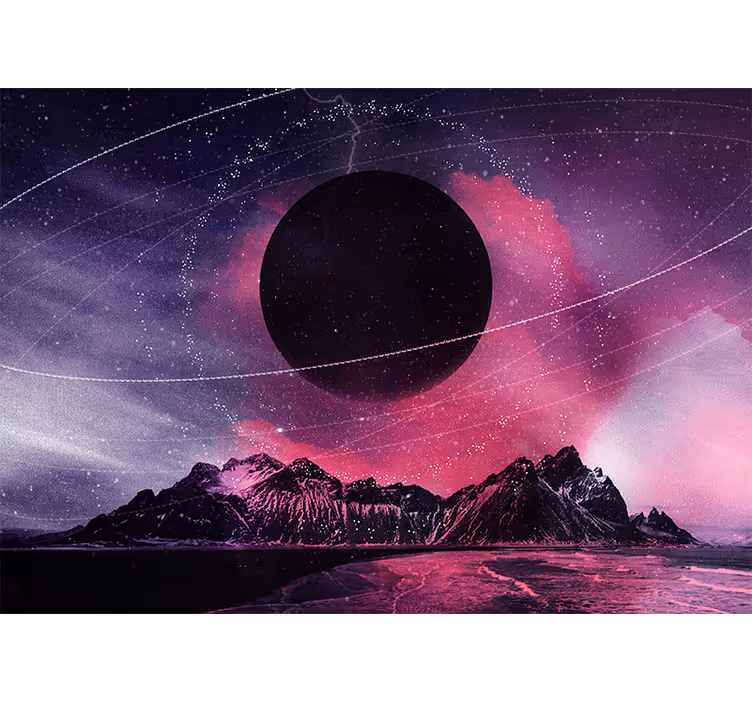 Rummet fototapet kosmisk sort planet - TenStickers