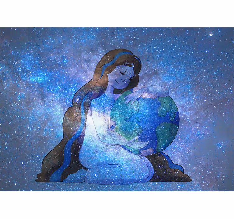 Rummet fototapet omfavner planet jorden - TenStickers