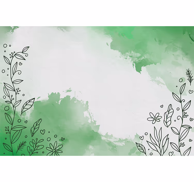 Natur fototapet botanisk linjekunst - TenStickers