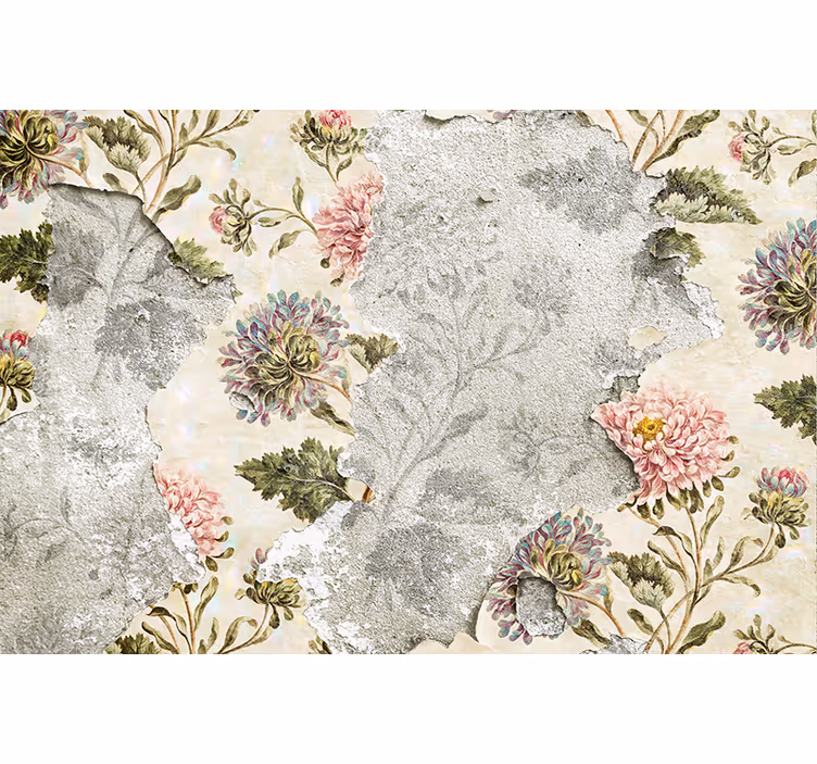 Beige vintage blomster fototapet - TenStickers