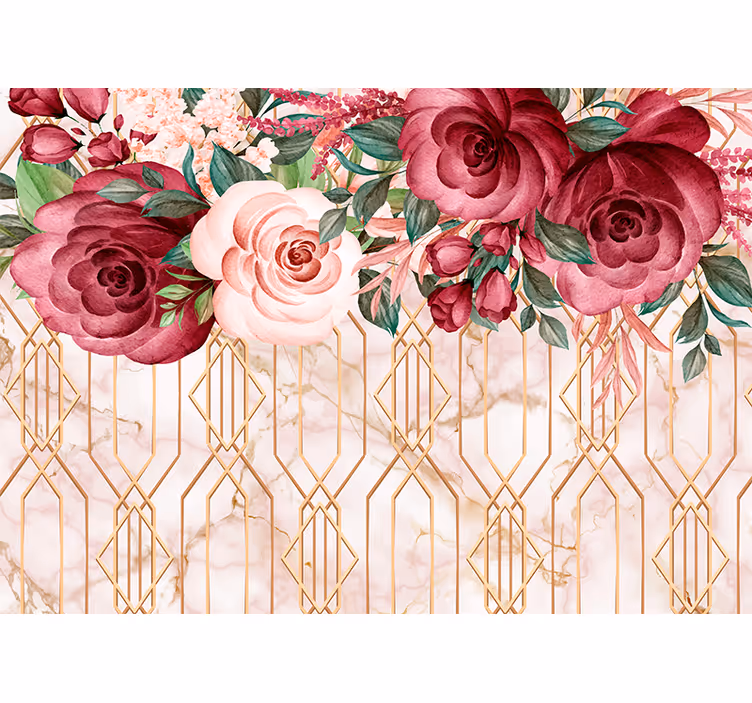 Rose geometrisk fusion fototapet blomster - TenStickers