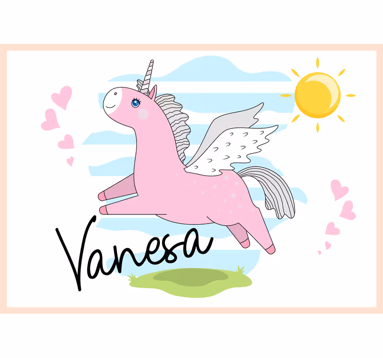 Kærlighed fototapet pink enhjørning eventyr - TenStickers